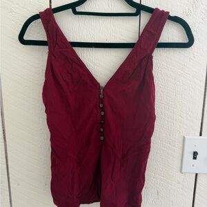 Intimately Free Deep Red Buttoned Blouse